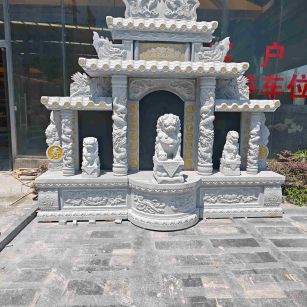 金昌芝麻白中国黑石材套墓 花岗岩墓碑